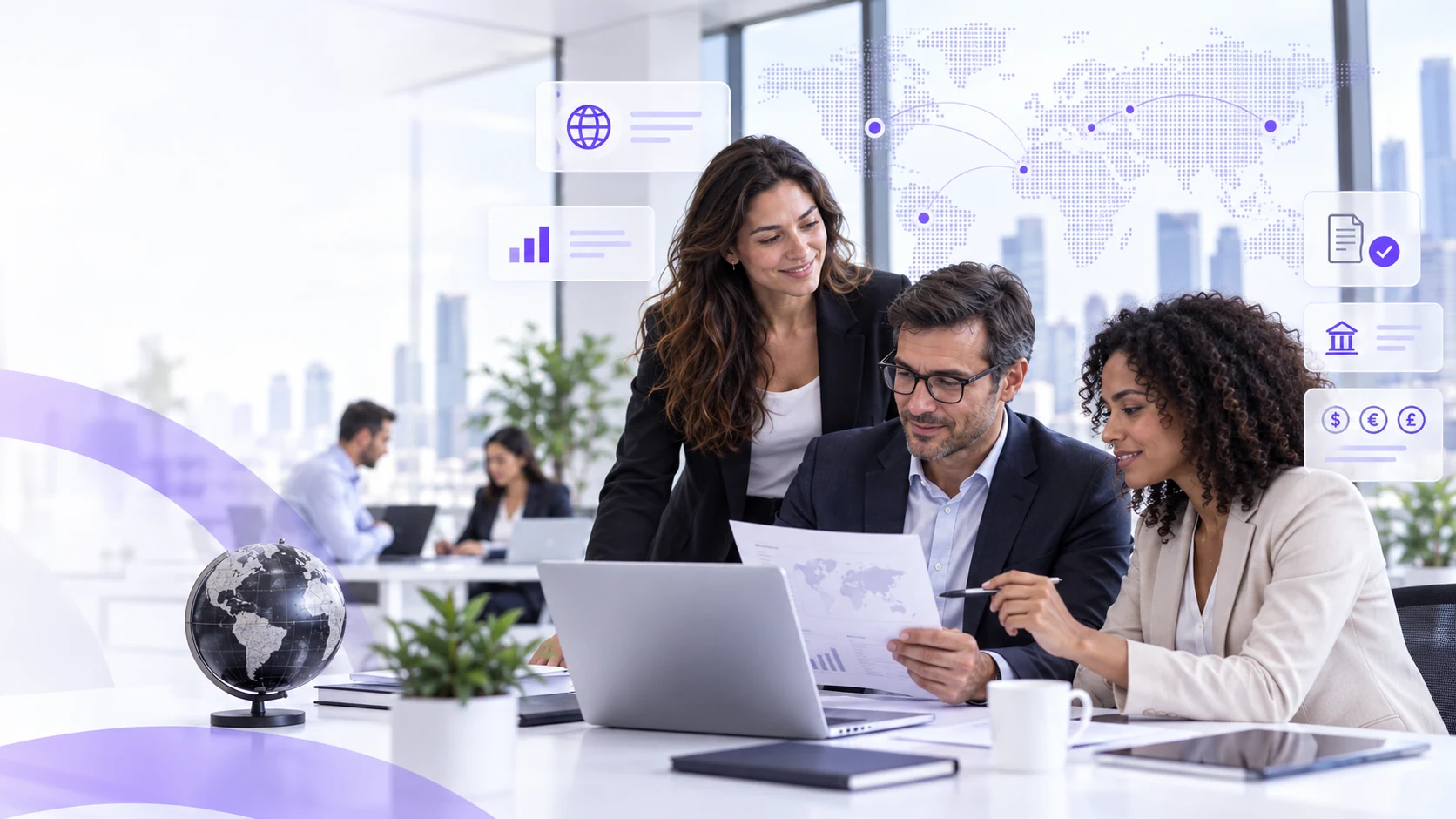 Equipo trabajando con procesos contables y operativos para Argentina